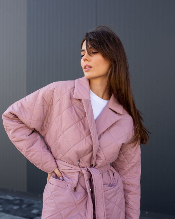  Зображення Жіноче демісезоне пальто з стьобаної плащівки 