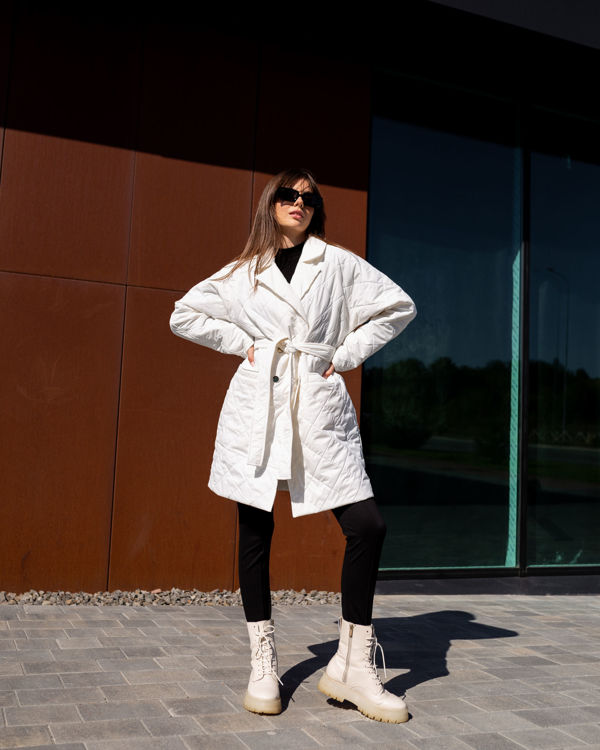  Зображення Жіноче демісезоне пальто з стьобаної плащівки 