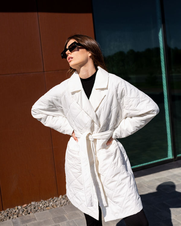  Зображення Жіноче демісезоне пальто з стьобаної плащівки 