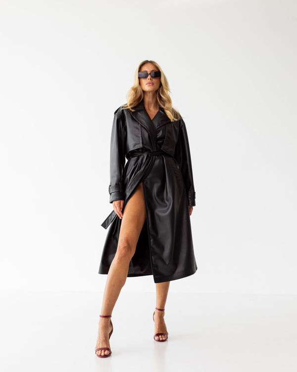  Зображення Тренч з еко шкіри подовжений 