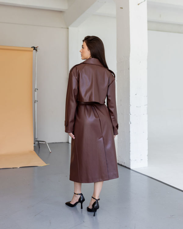  Зображення Тренч з еко шкіри подовжений 