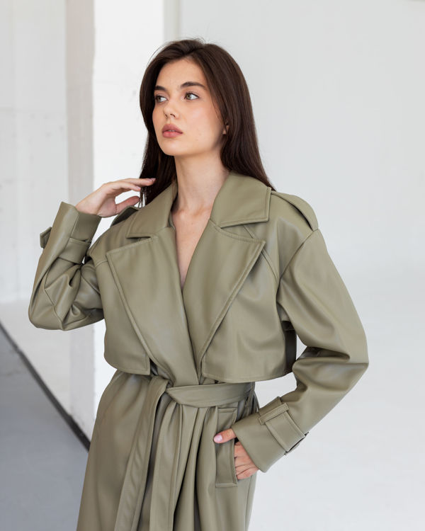  Зображення Тренч з еко шкіри подовжений 