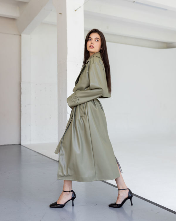  Зображення Тренч з еко шкіри подовжений 