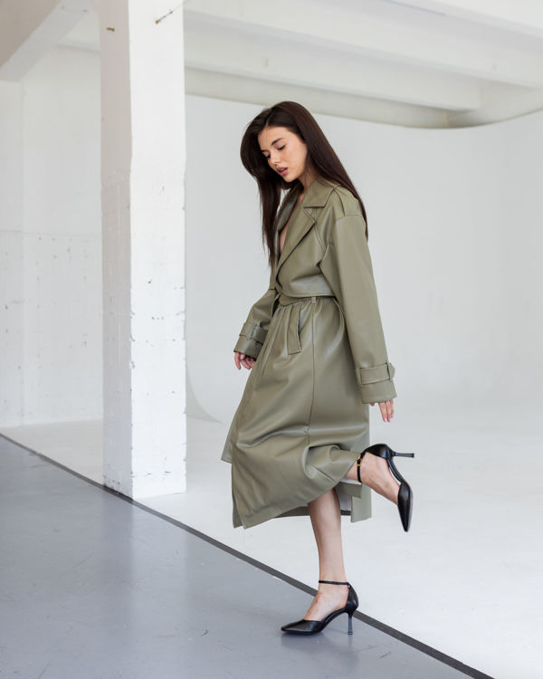  Зображення Тренч з еко шкіри подовжений 