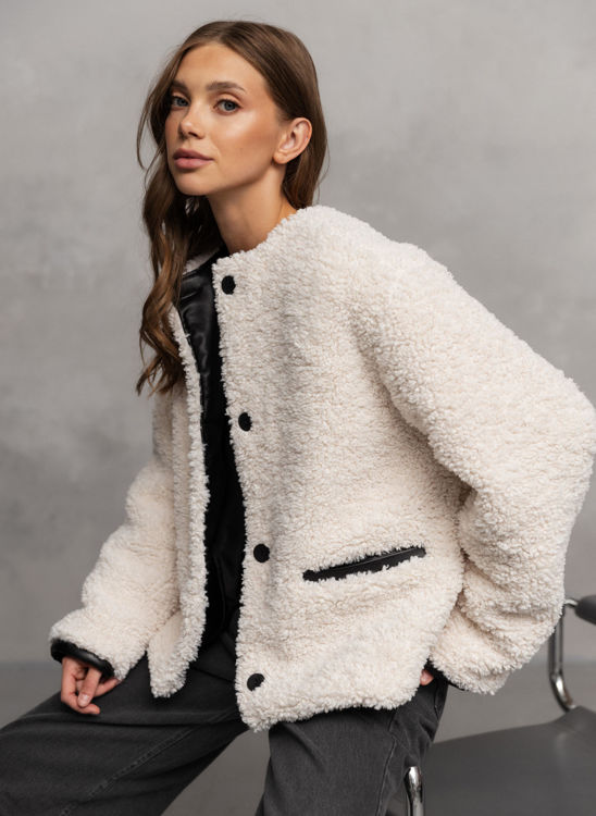  Зображення Шубка TEDDY  з еко-хутра молочна 