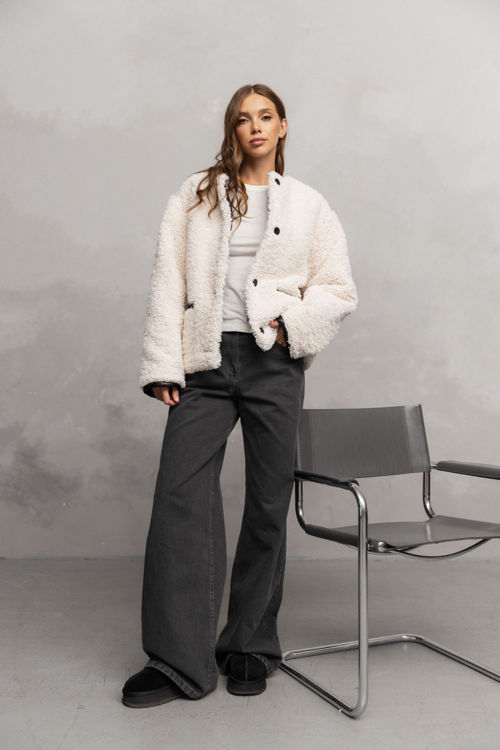  Зображення Шубка TEDDY  з еко-хутра молочна 