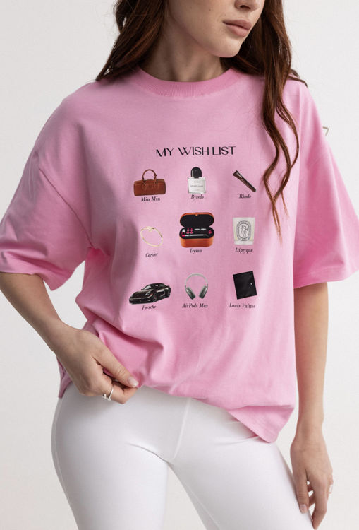  Зображення Жіноча футболка  оверсайз з принтом  “MY WISHLIST” 