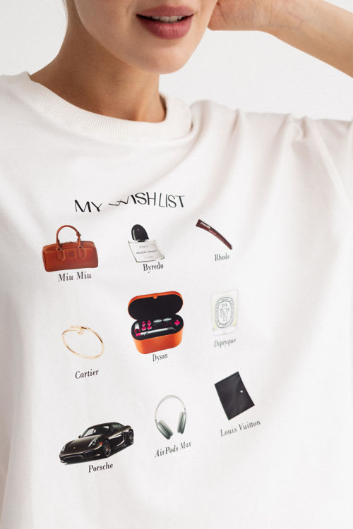  Зображення Жіноча футболка  оверсайз з принтом  “MY WISHLIST” 