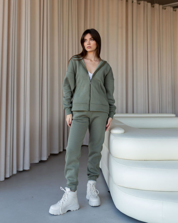  Зображення Спортивний костюм на флісі з зіп худі (батал) 