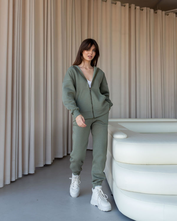  Зображення Спортивний костюм на флісі з зіп худі (батал) 