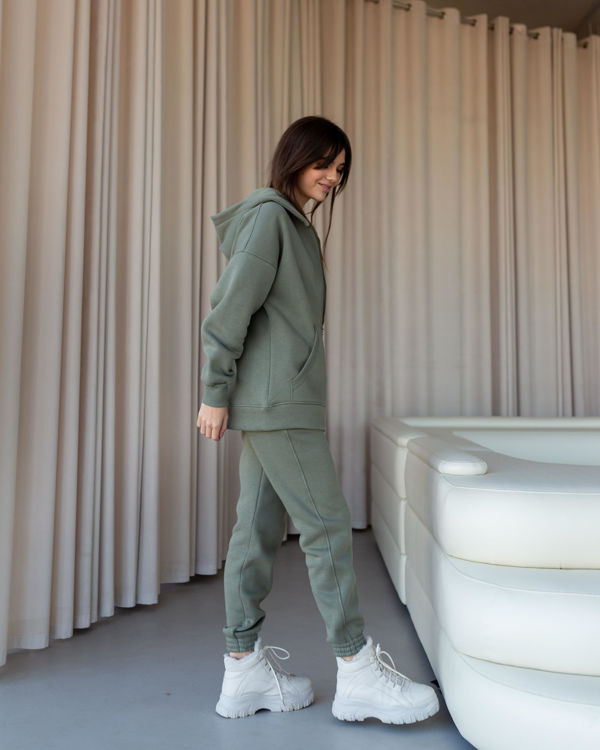  Зображення Спортивний костюм на флісі з зіп худі (батал) 