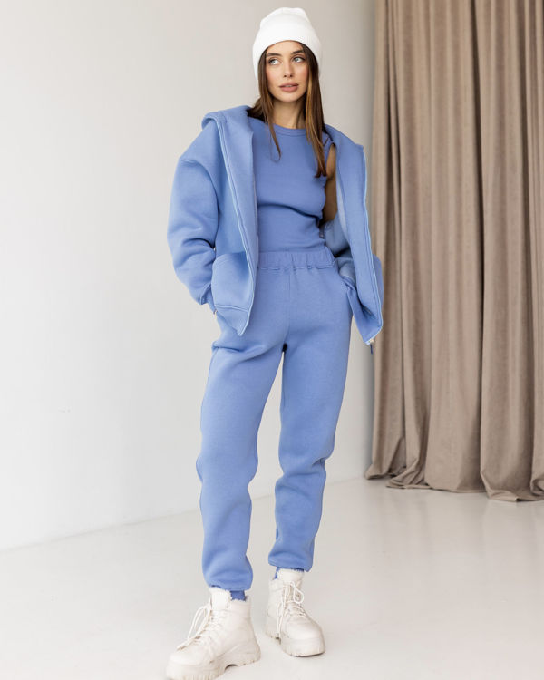  Зображення Спортивний флісовий костюм трійка з майкою та зіп худі 