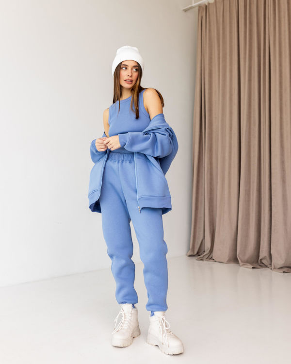  Зображення Спортивний флісовий костюм трійка з майкою та зіп худі 