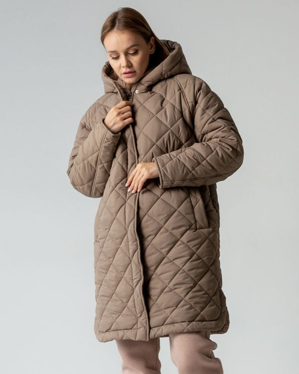  Зображення Подовжена куртка (пуховик)  з стьобаної плащівки 