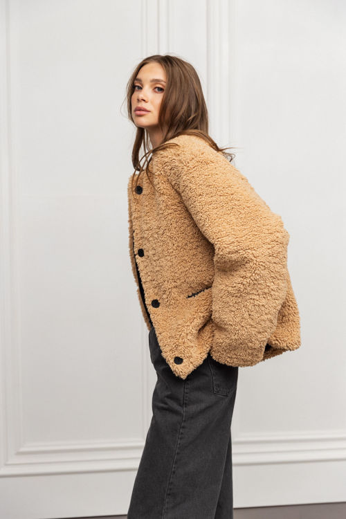  Зображення Шубка TEDDY  з еко-хутра бежева 