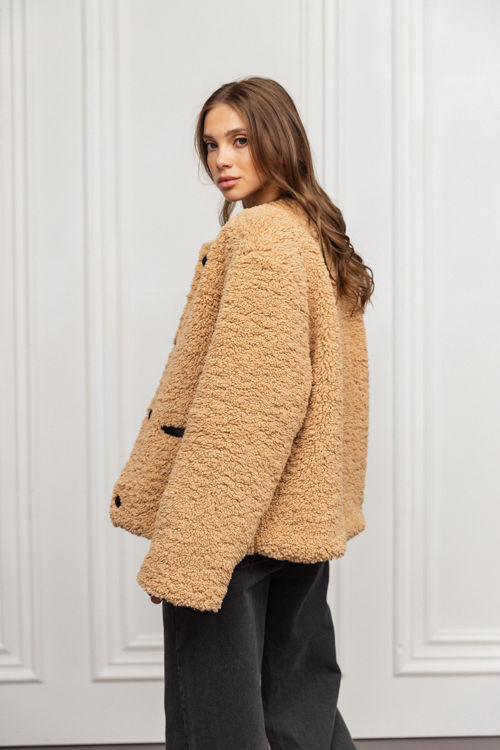  Зображення Шубка TEDDY  з еко-хутра бежева 