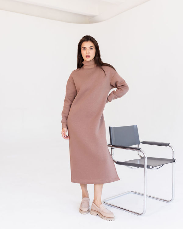  Зображення Сукня довжини міді на флісі з бічними розмірами 