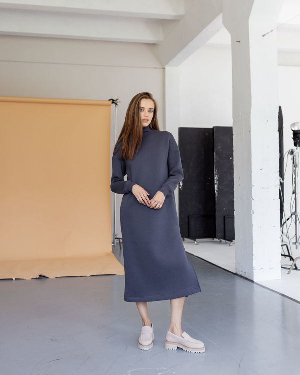  Зображення Сукня довжини міді на флісі з бічними розмірами 