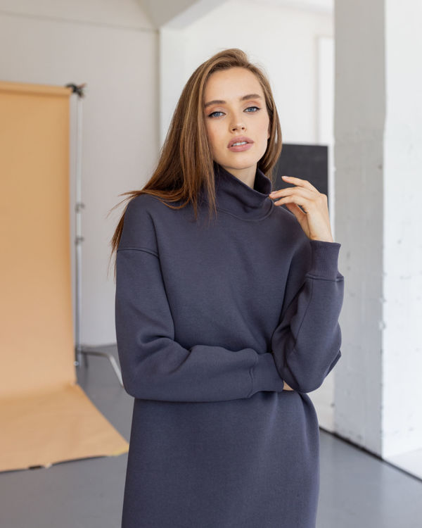  Зображення Сукня довжини міді на флісі з бічними розмірами 