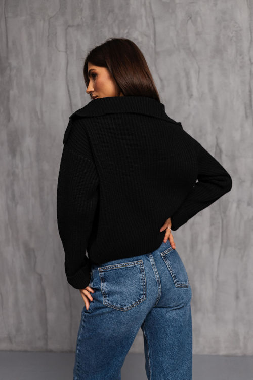  Зображення Вкорочений в'язаний джемпер чорний 