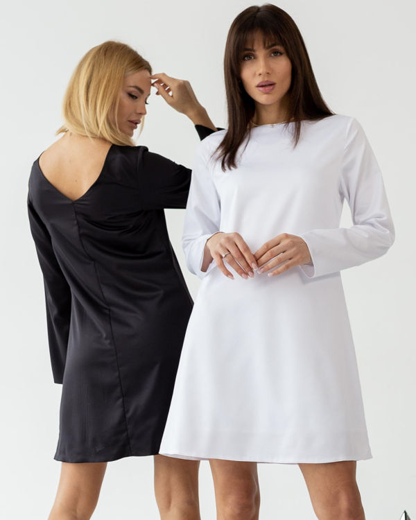  Зображення Сатинова міні сукня трапеція 