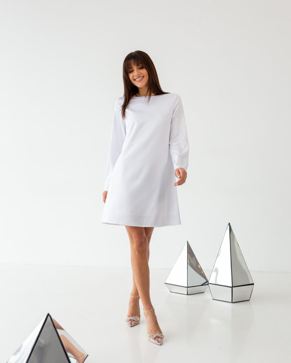  Зображення Сатинова міні сукня трапеція 