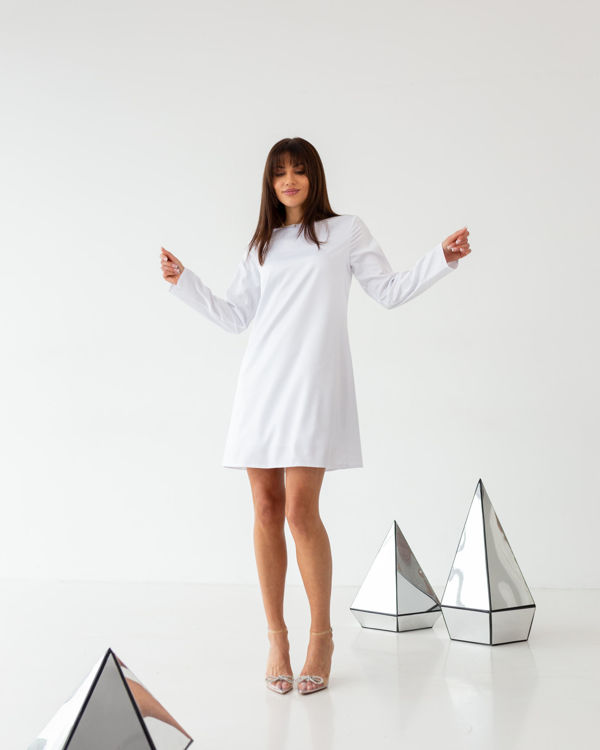  Зображення Сатинова міні сукня трапеція 