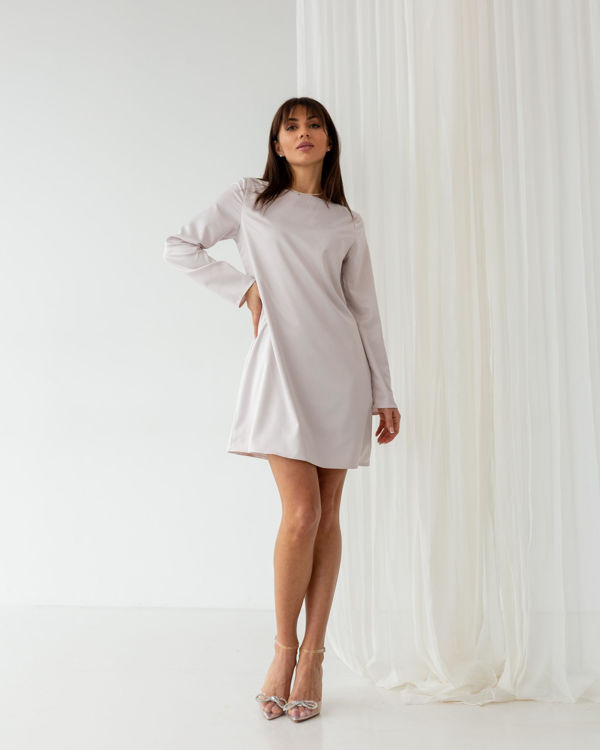  Зображення Сатинова міні сукня трапеція 