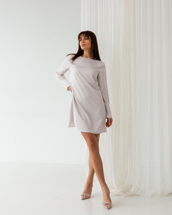  Зображення Сатинова міні сукня трапеція 