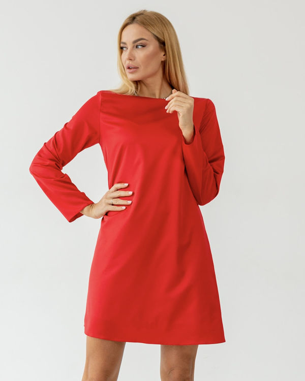  Зображення Сатинова міні сукня трапеція 