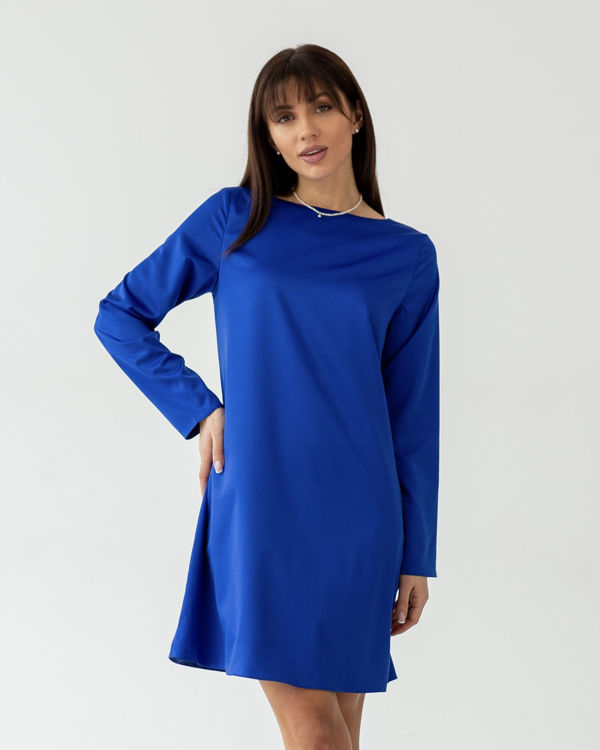  Зображення Сатинова міні сукня трапеція 