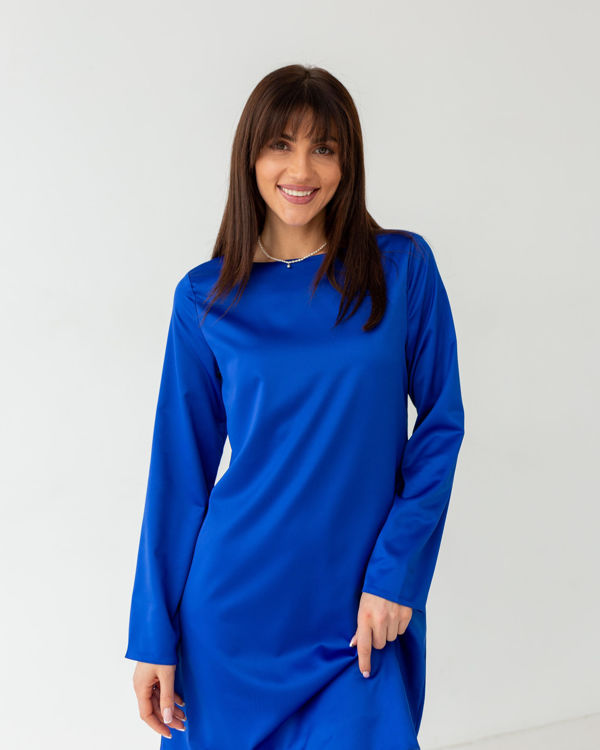  Зображення Сатинова міні сукня трапеція 