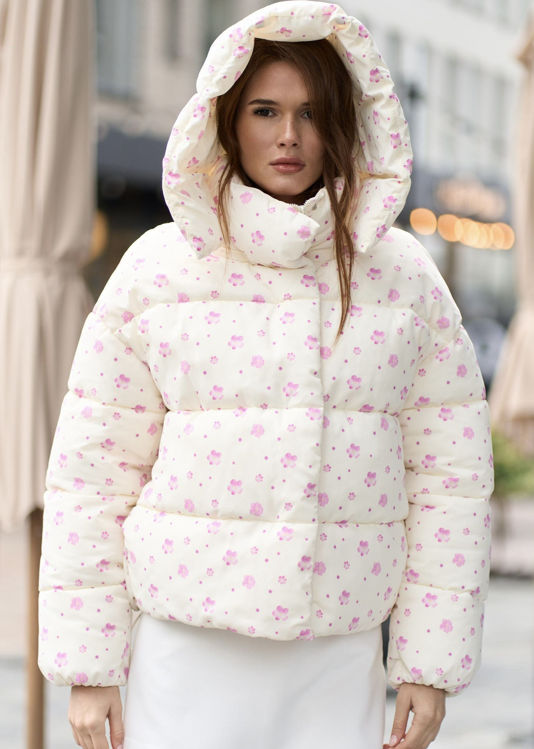  Зображення Куртка - пуфер в квітковий принт 
