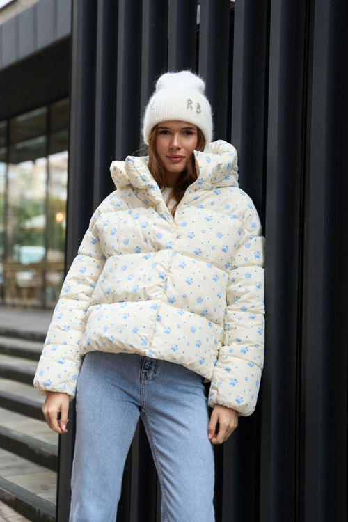  Зображення Куртка - пуфер в квітковий принт 