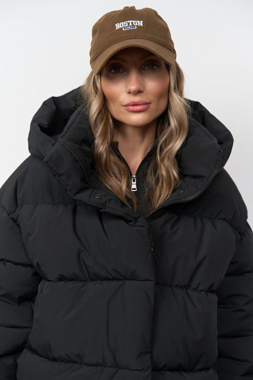  Зображення Куртка - пуфер з відстібним капюшоном чорна 