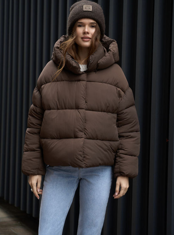  Зображення Куртка - пуфер шоколадного кольору 