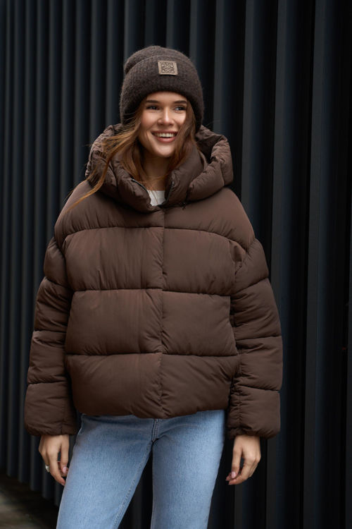  Зображення Куртка - пуфер шоколадного кольору 