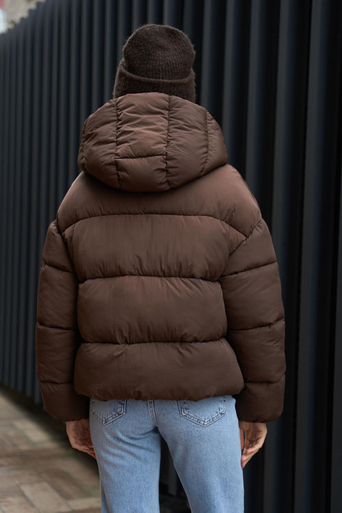  Зображення Куртка - пуфер шоколадного кольору 