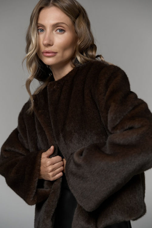  Зображення Шубка вкорочена з еко хутра норки 