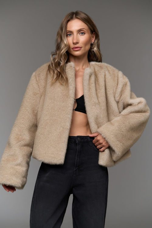  Зображення Шубка вкорочена з еко хутра норки 