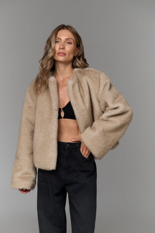  Зображення Шубка вкорочена з еко хутра норки 