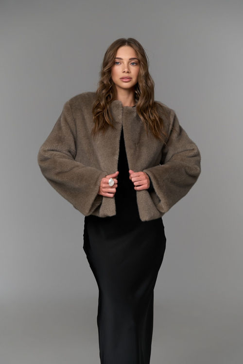  Зображення Шубка вкорочена з еко хутра норки 