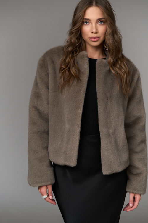  Зображення Шубка вкорочена з еко хутра норки 