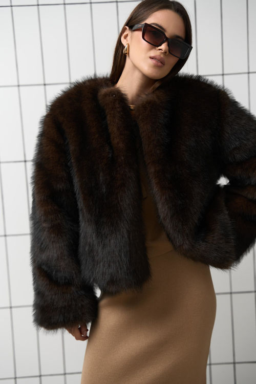  Зображення Шубка вкорочена з еко хутра песця 