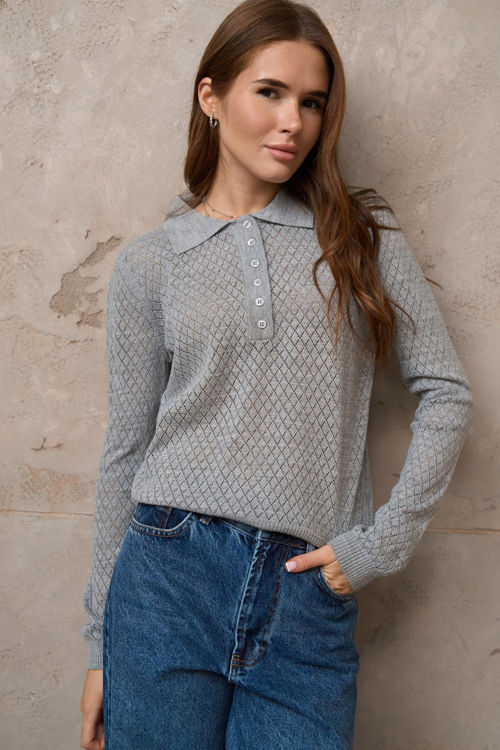  Зображення Джемпер - поло жіночий ( з геометричним плетінням) 