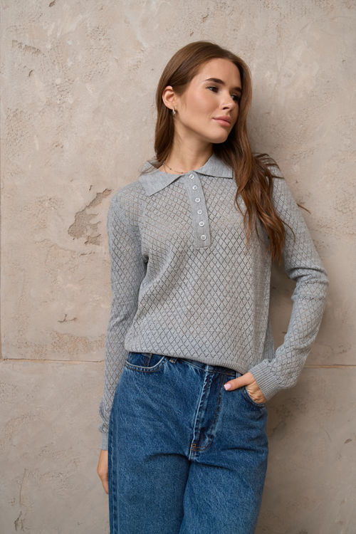  Зображення Джемпер - поло жіночий ( з геометричним плетінням) 