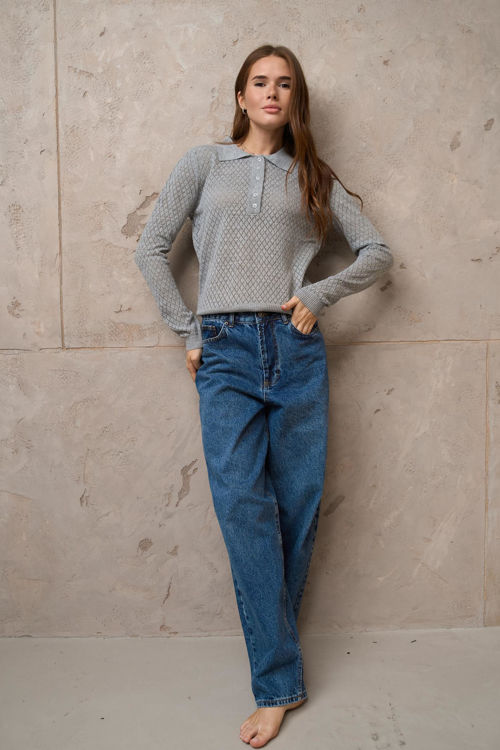  Зображення Джемпер - поло жіночий ( з геометричним плетінням) 