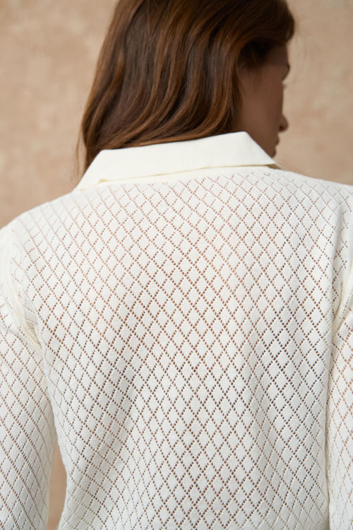  Зображення Джемпер - поло жіночий ( з геометричним плетінням) 