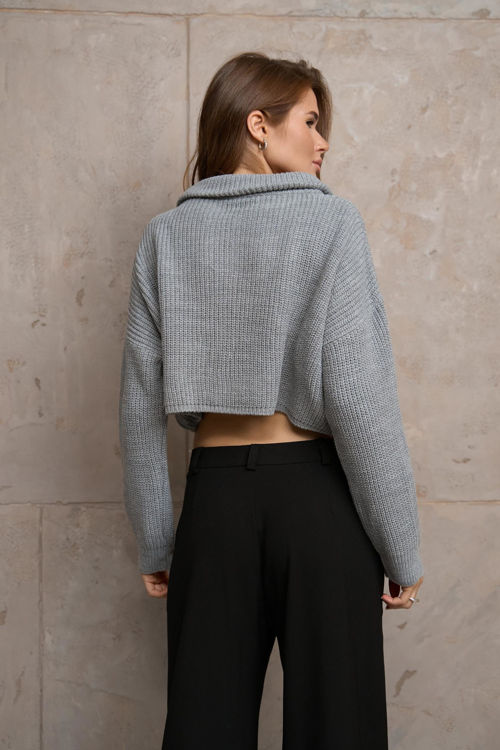  Зображення Короткий вʼязаний светр з коміром на блискавці 