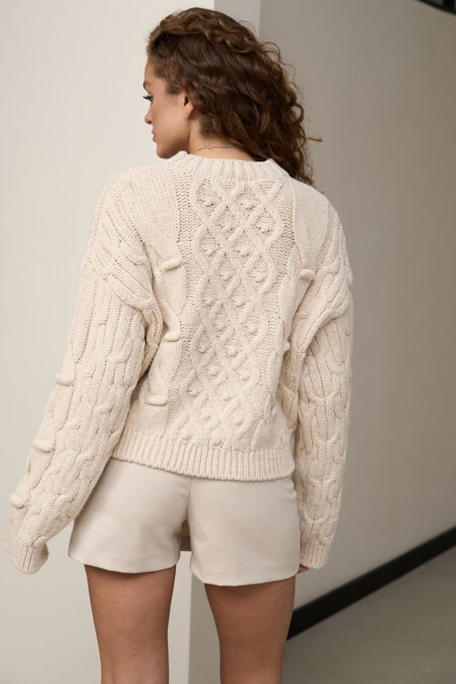  Зображення Вʼязаний вкорочений светр з плетінням 